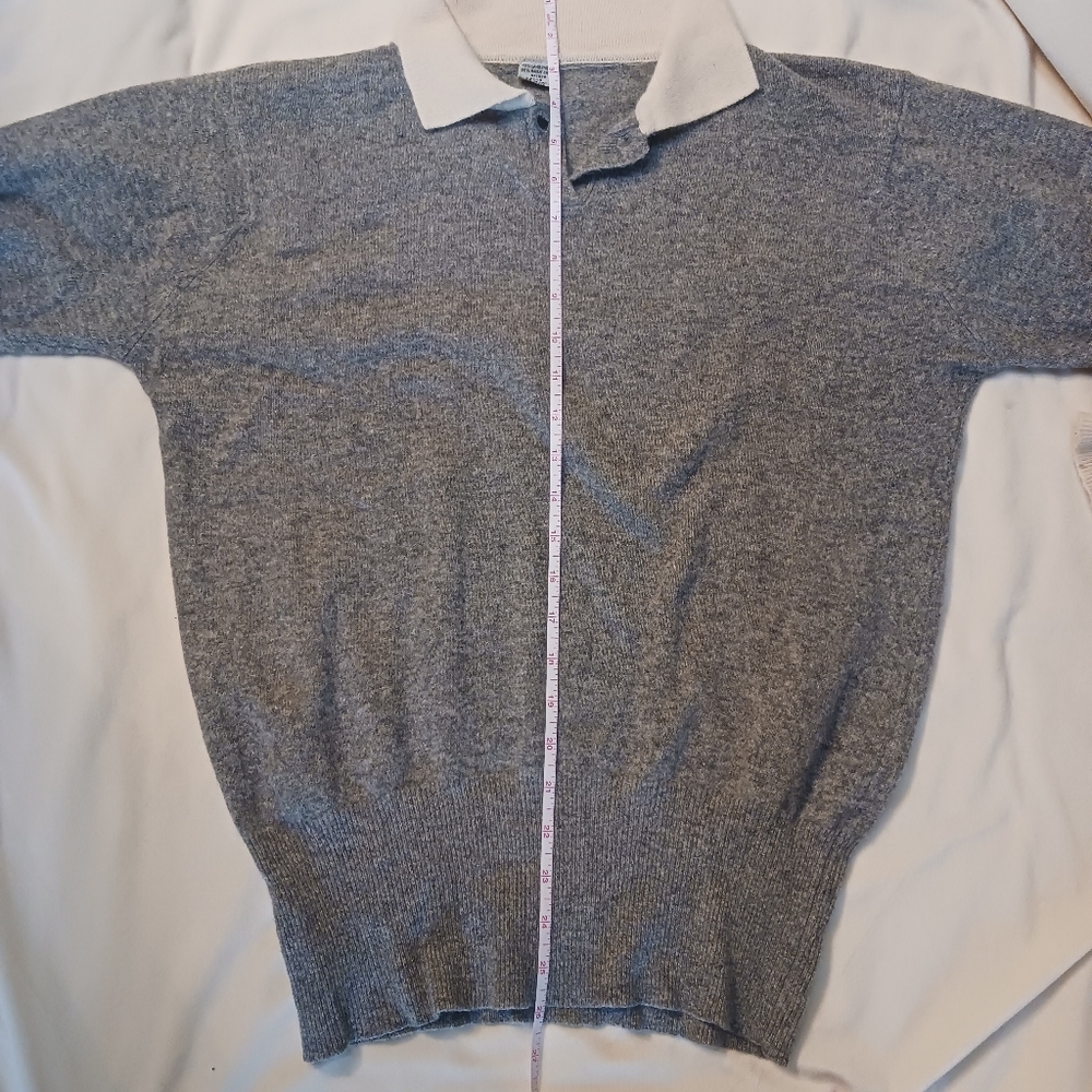 Gray/White Lambswool Collared Sweater - image 4